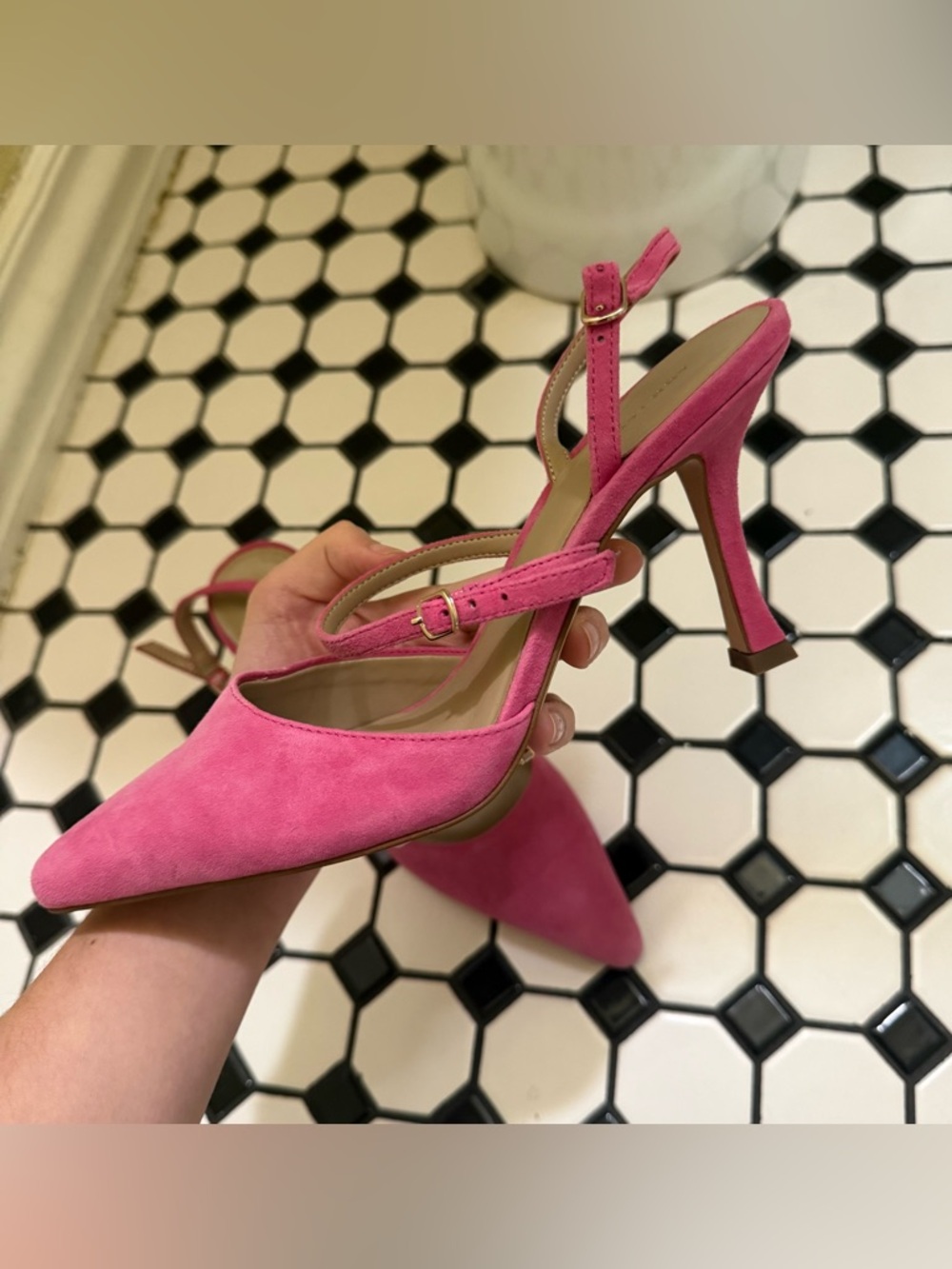 Ann Taylor Pink Pointed-Toe Slingback Heels, SZ 7